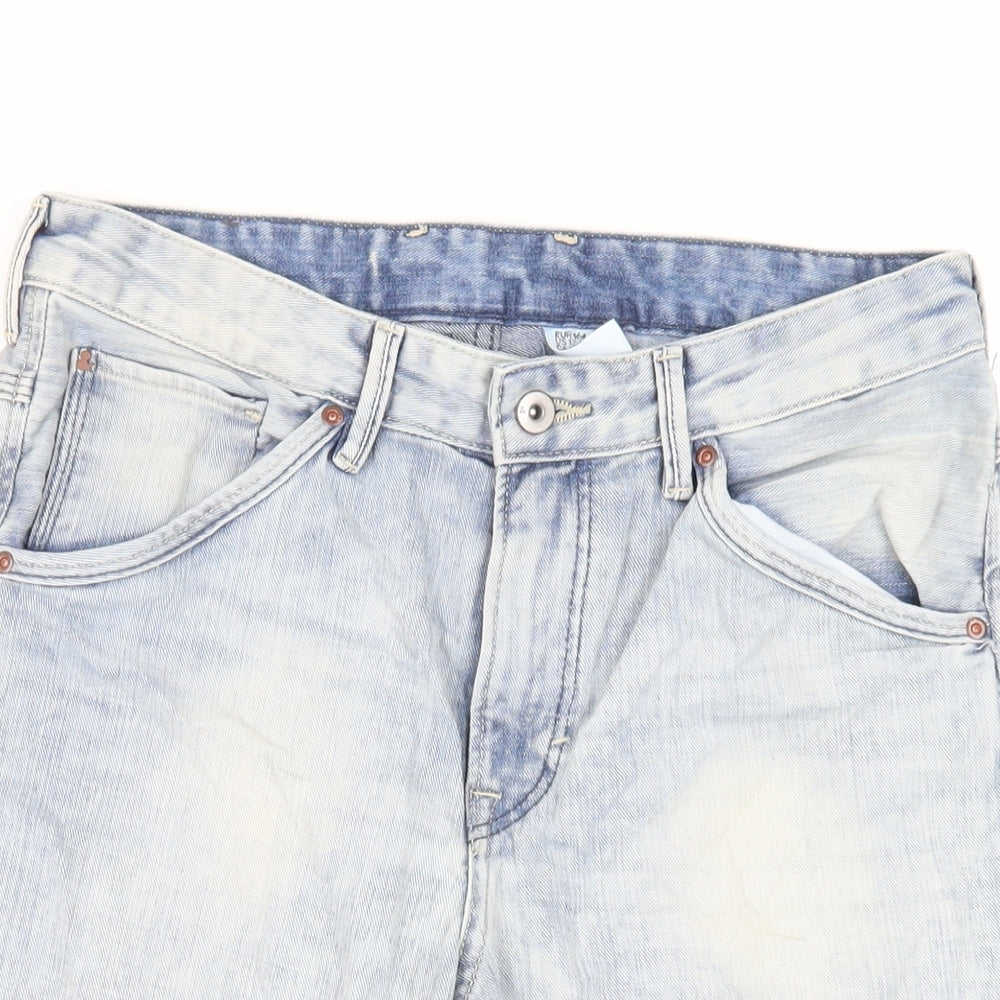 H&M Boys Blue Cotton Bermuda Shorts Size 13-14 Years Regular Zip