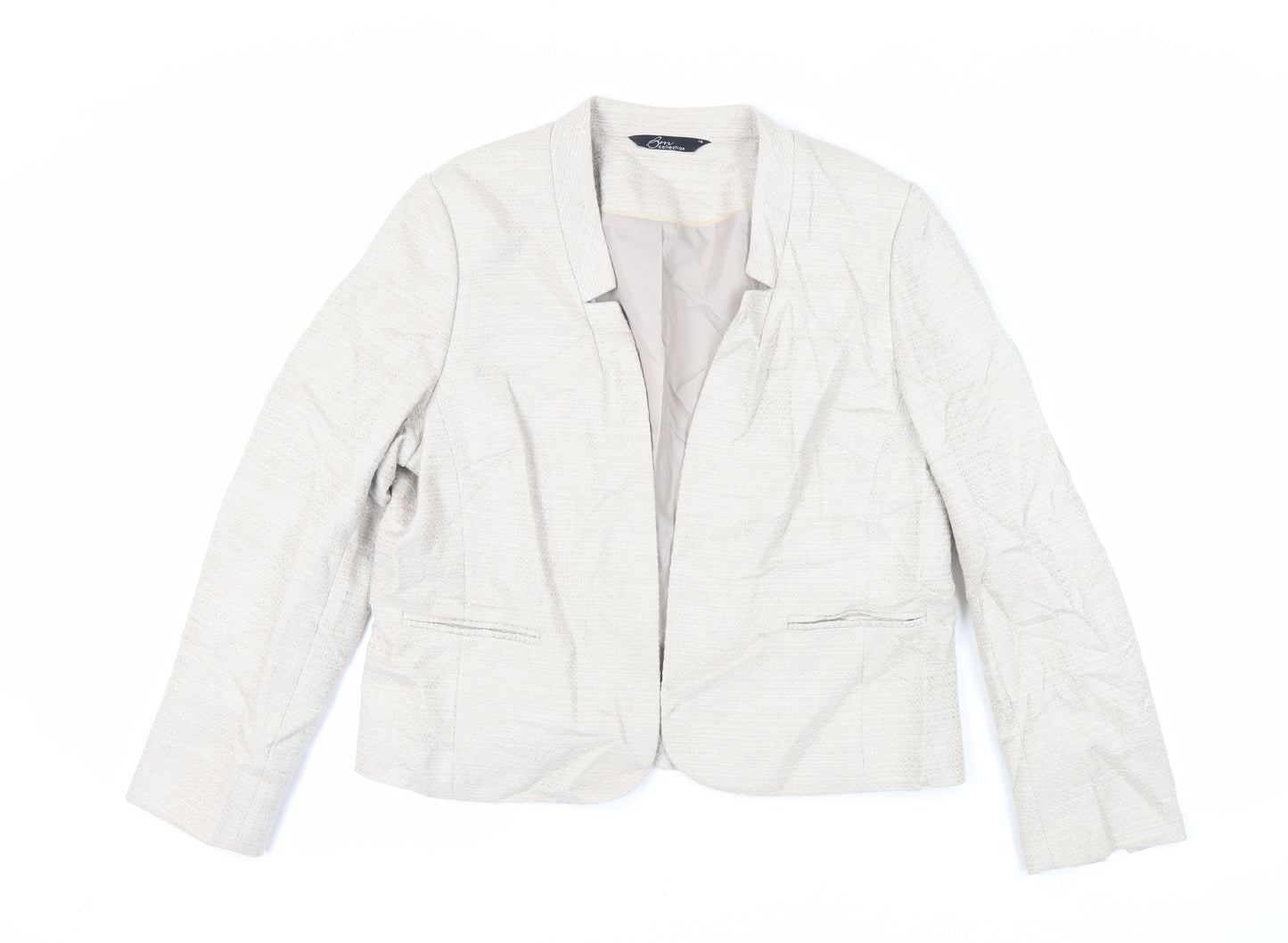 Bonmarché Womens Beige Jacket Blazer Size 14 - Open