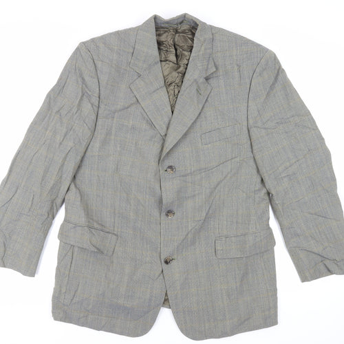 Odermark Mens Green Geometric Wool Jacket Suit Jacket Size 40 Regular