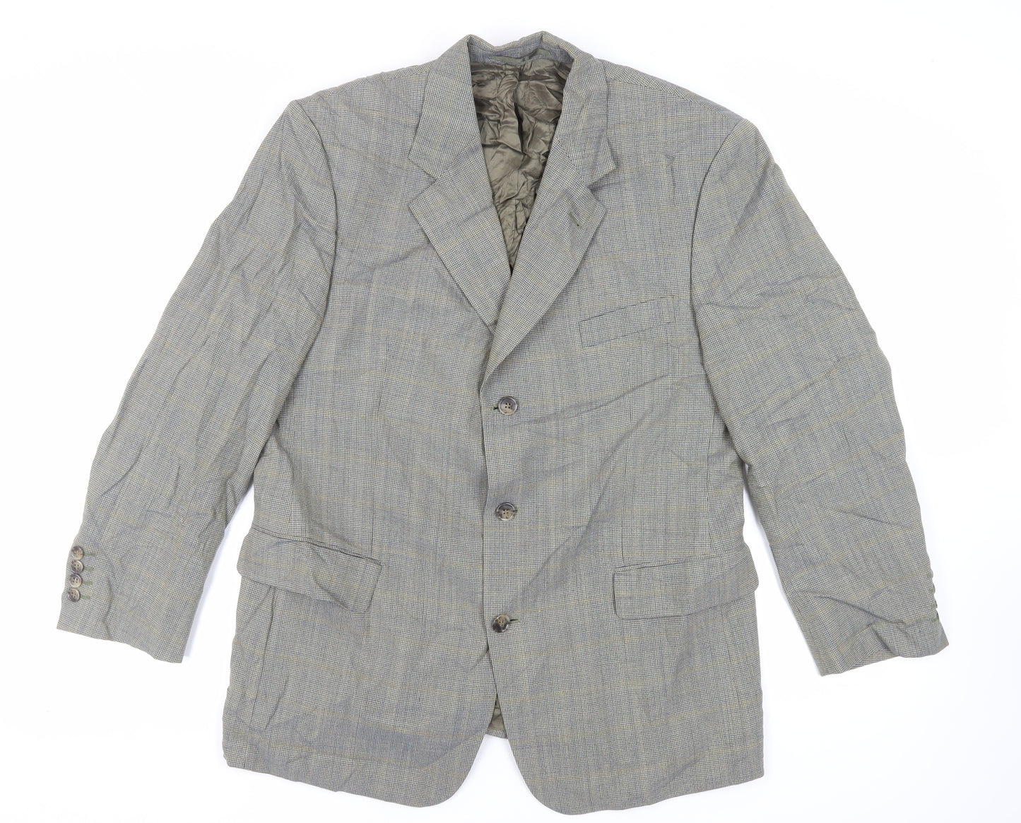 Odermark Mens Green Geometric Wool Jacket Suit Jacket Size 40 Regular