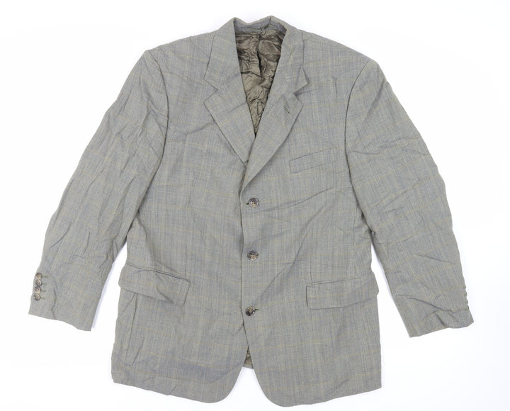Odermark Mens Green Geometric Wool Jacket Suit Jacket Size 40 Regular