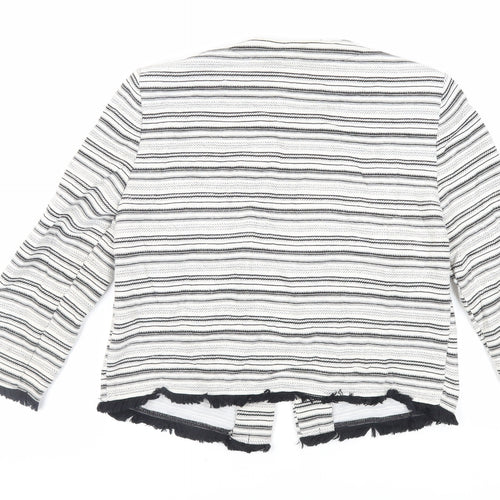 Marks and Spencer Womens White Striped Jacket Blazer Size 12 - Open