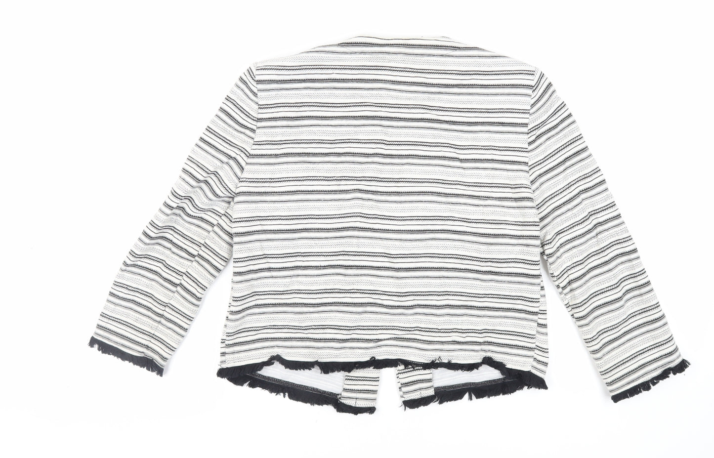 Marks and Spencer Womens White Striped Jacket Blazer Size 12 - Open