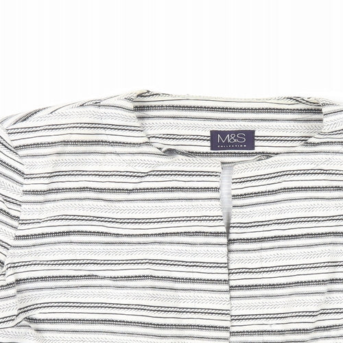Marks and Spencer Womens White Striped Jacket Blazer Size 12 - Open