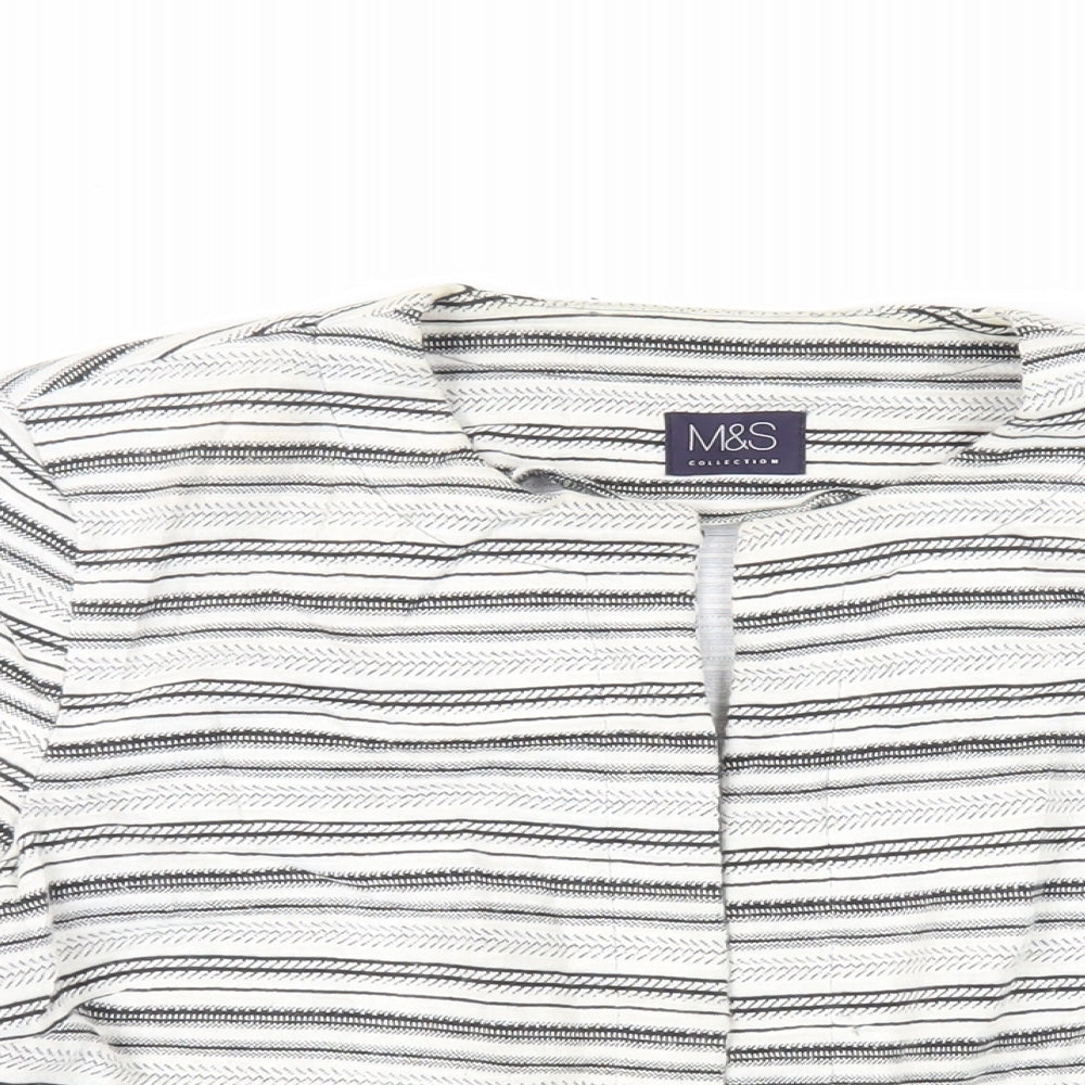 Marks and Spencer Womens White Striped Jacket Blazer Size 12 - Open