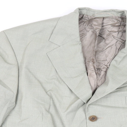 Atelier Torino Mens Green Geometric Wool Jacket Suit Jacket Size 40 Regular