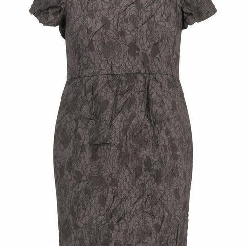 Paddy Campbell Womens Brown Floral Linen Pencil Dress Size 12 Boat Neck Zip - Lined