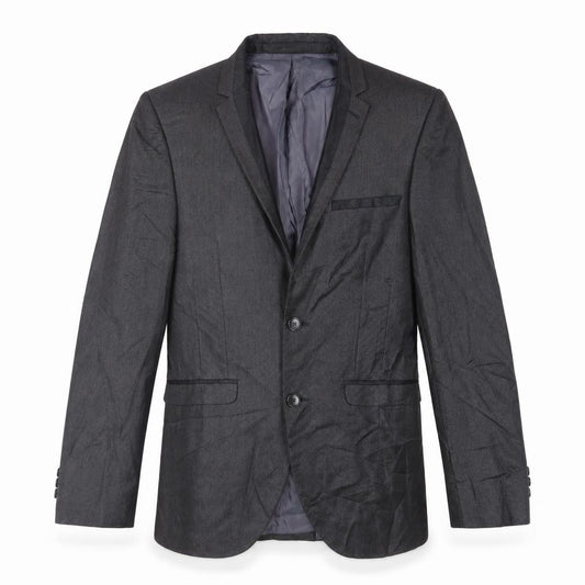 Front view of Next men’s black polyester jacket suit jacket, size 36, regular