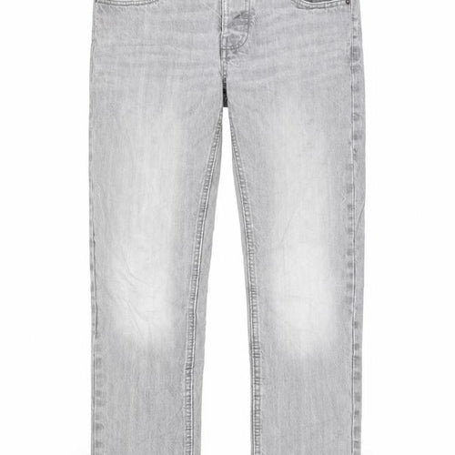 Easy Mens Grey Cotton Straight Jeans Size 30 in L29 in Slim Button