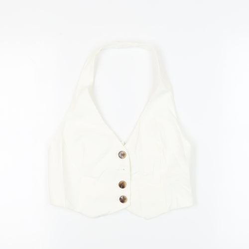 Zara Womens White Jacket Waistcoat Size XS Button