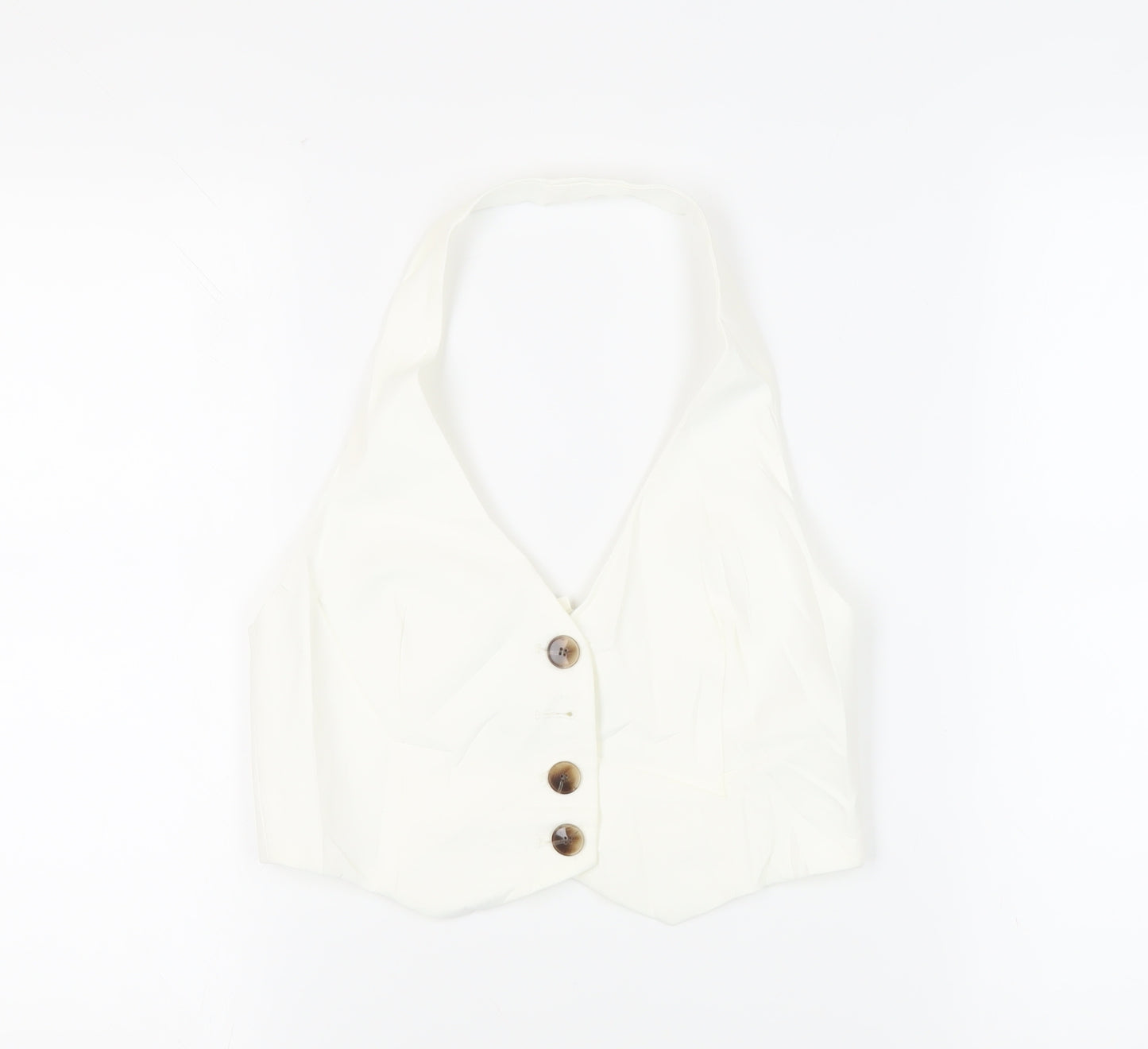 Zara Womens White Jacket Waistcoat Size XS Button