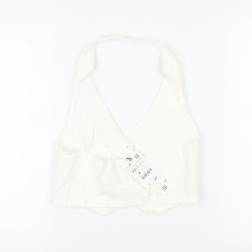 Zara Womens White Jacket Waistcoat Size XS Button