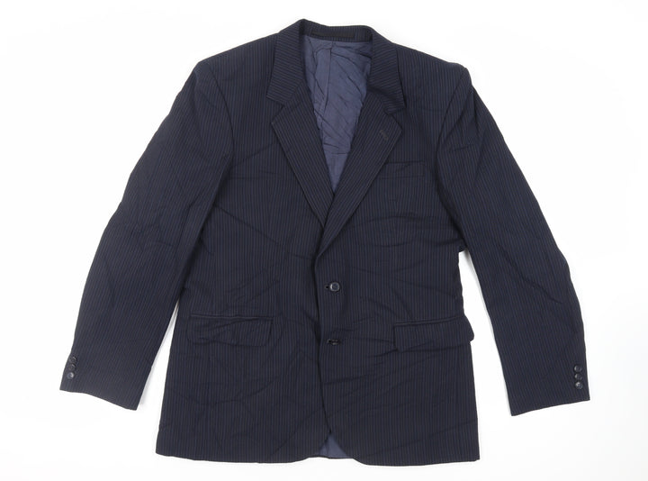 Skopes Mens Blue Striped Wool Jacket Suit Jacket Size 42 Regular