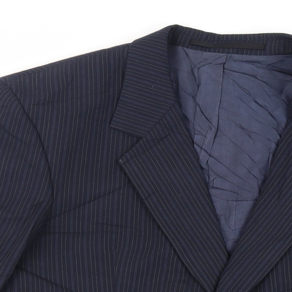 Skopes Mens Blue Striped Wool Jacket Suit Jacket Size 42 Regular