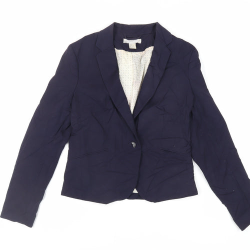 H&M Womens Blue Jacket Blazer Size 10 Button
