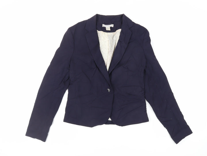 H&M Womens Blue Jacket Blazer Size 10 Button