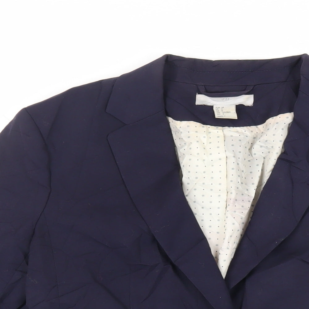 H&M Womens Blue Jacket Blazer Size 10 Button