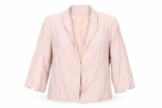 Front view of Country Casuals women’s pink jacket blazer, size UK 18, button