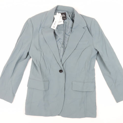 Zara Womens Green Jacket Blazer Size M Button