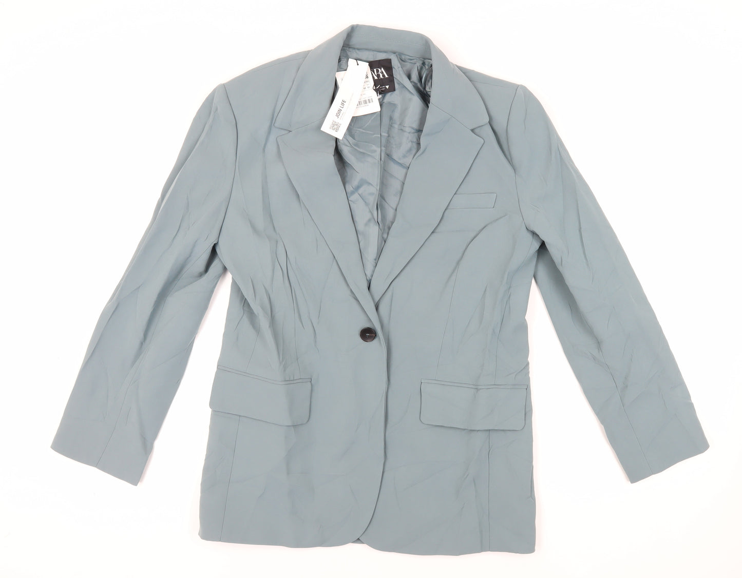 Zara Womens Green Jacket Blazer Size M Button