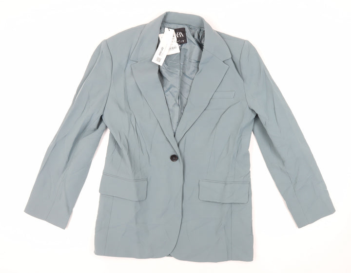 Zara Womens Green Jacket Blazer Size M Button