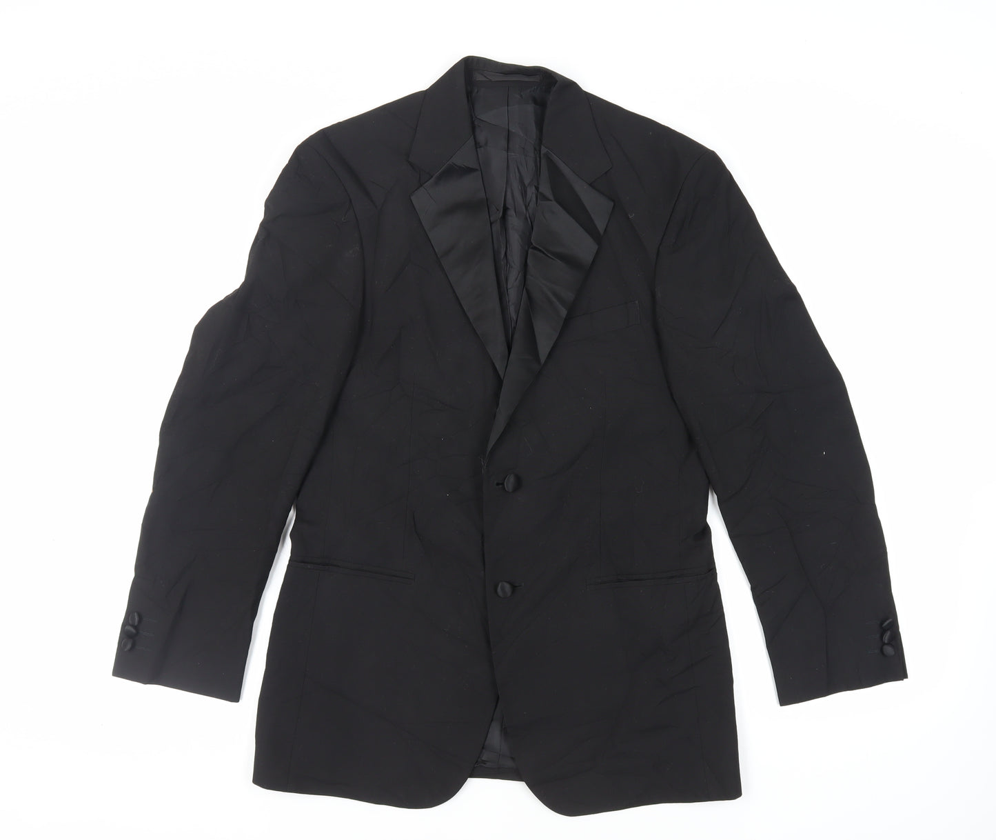 Marks and Spencer Mens Black Polyester Tuxedo Suit Jacket Size 36 Regular