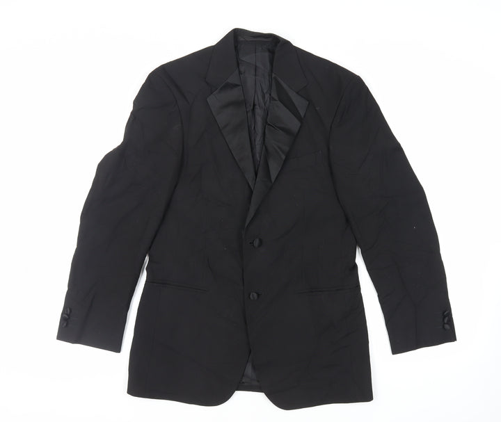 Marks and Spencer Mens Black Polyester Tuxedo Suit Jacket Size 36 Regular