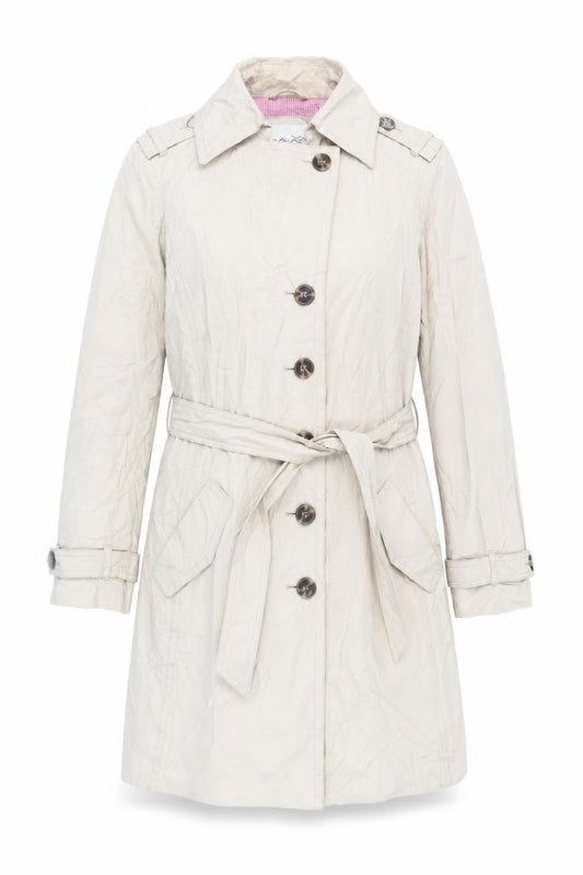 Front view of ESPRIT women’s beige trench coat coat, size UK 14, button - belted