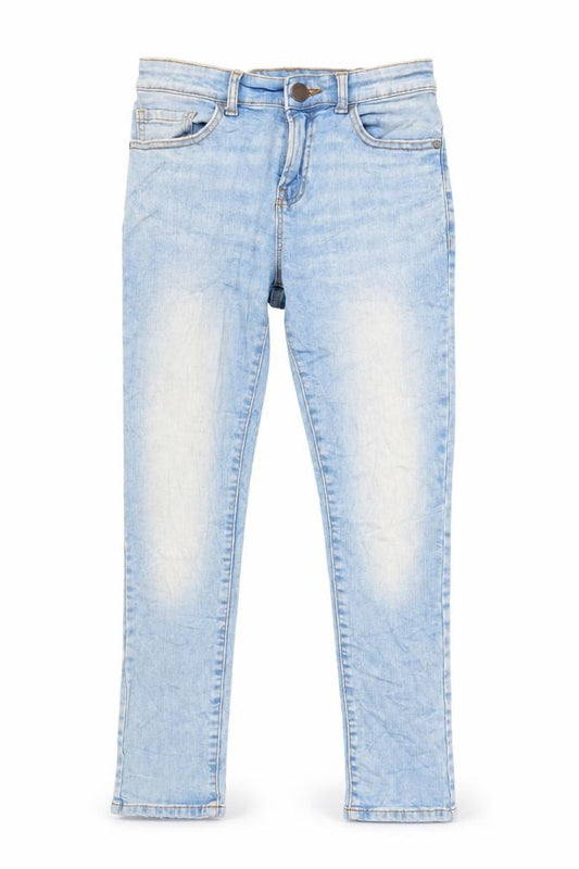 NEXT Girls Blue Cotton Skinny Jeans Size 12 Years Regular Zip - Elasticated Waist