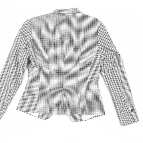 H&M Womens Grey Geometric Jacket Blazer Size 12 Button