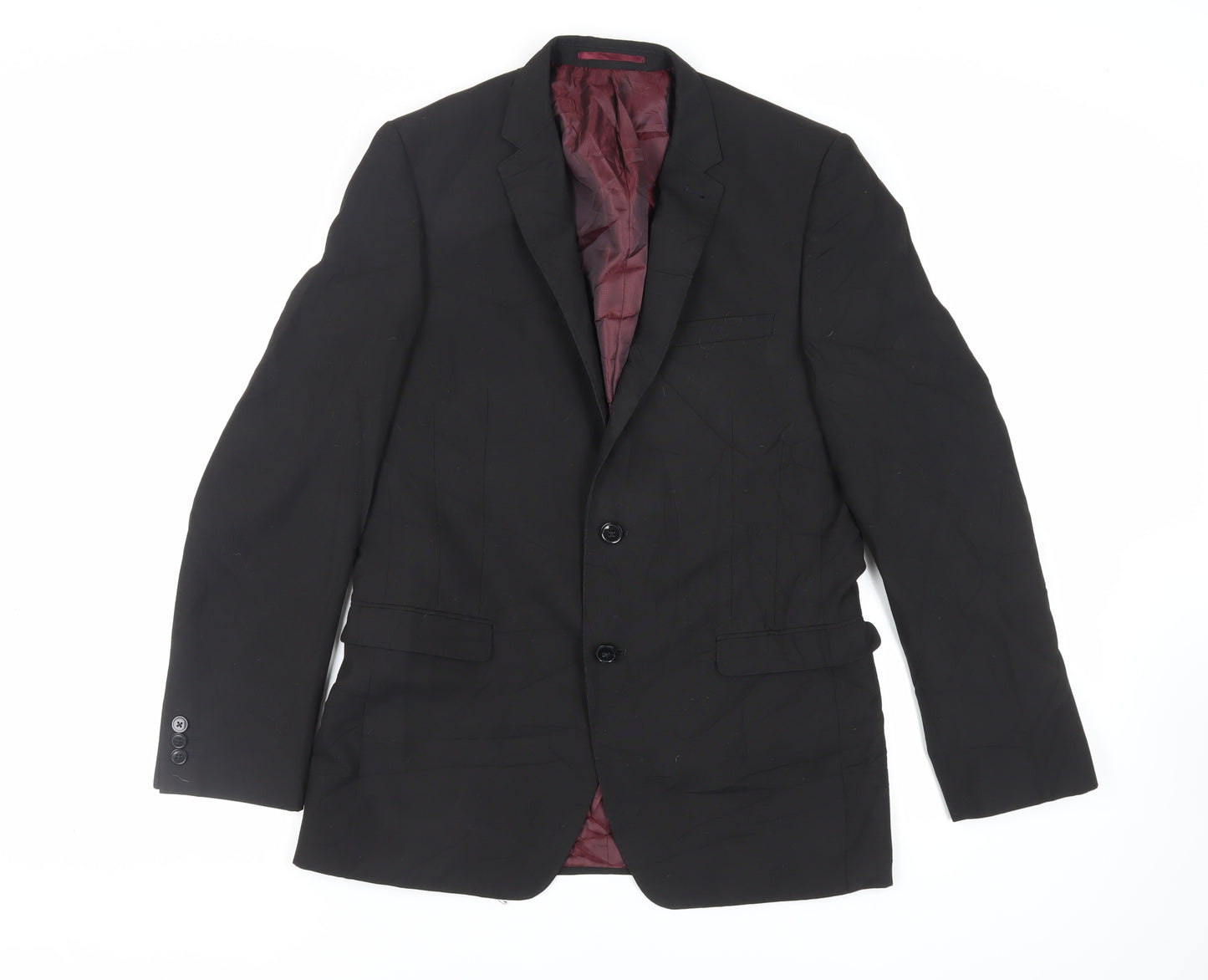 Marks and Spencer Mens Black Polyester Jacket Suit Jacket Size 38 Regular