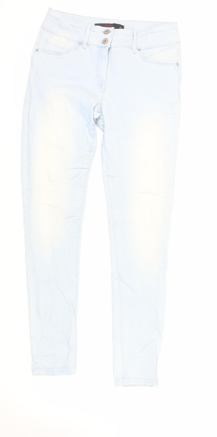 NEXT Womens Blue Cotton Skinny Jeans Size 12 L31 in Regular Zip