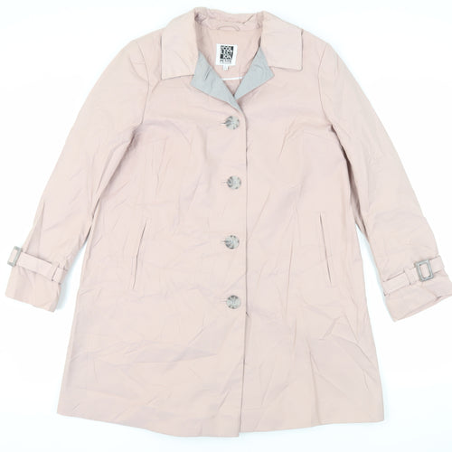 Debenhams Womens Pink Trench Coat Coat Size 12 Button