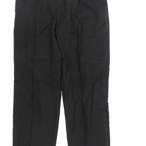 St Michael Mens Black Polyester Dress Pants Trousers Size 36 in L31 in Regular Zip