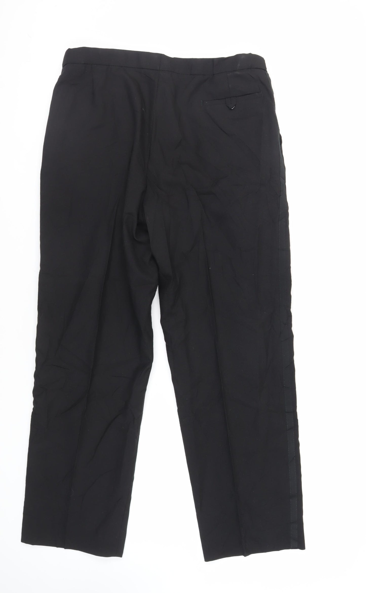 St Michael Mens Black Polyester Dress Pants Trousers Size 36 in L31 in Regular Zip