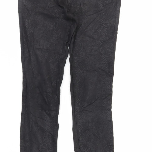TU Womens Black Animal Print Cotton Skinny Jeans Size 10 L28 in Regular Zip - Coated