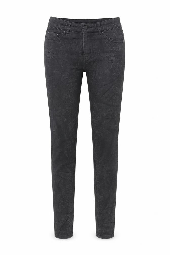 TU Womens Black Animal Print Cotton Skinny Jeans Size 10 L28 in Regular Zip - Coated
