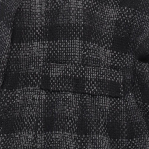 Planet Womens Black Check Pea Coat Coat Size 12 Button