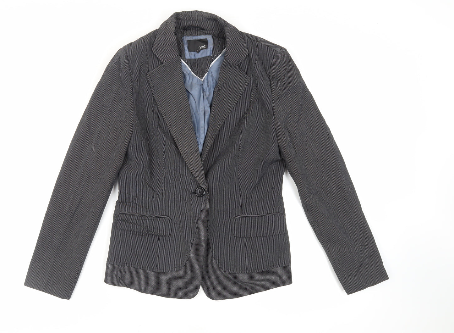 NEXT Womens Black Striped Jacket Blazer Size 10 Button