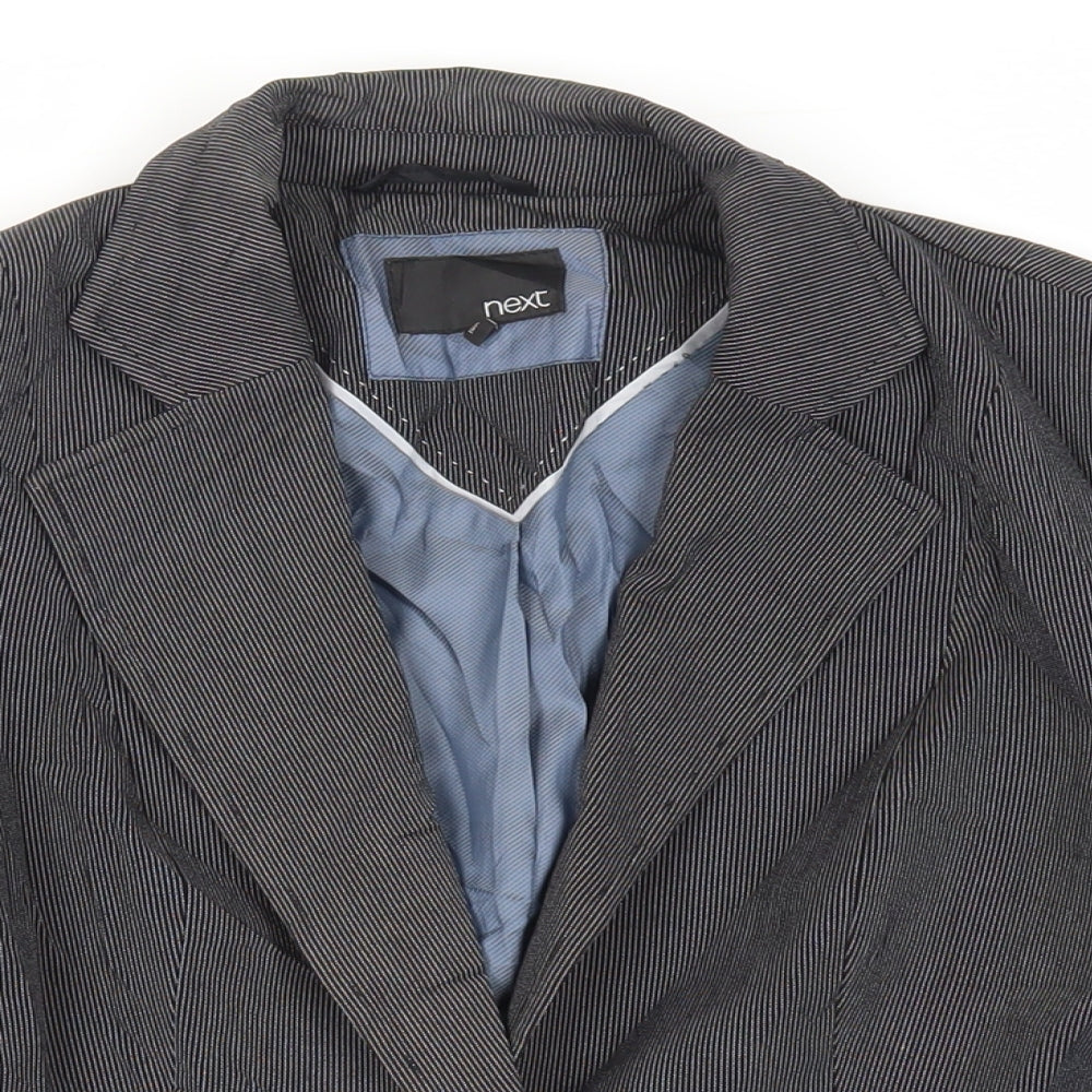 NEXT Womens Black Striped Jacket Blazer Size 10 Button