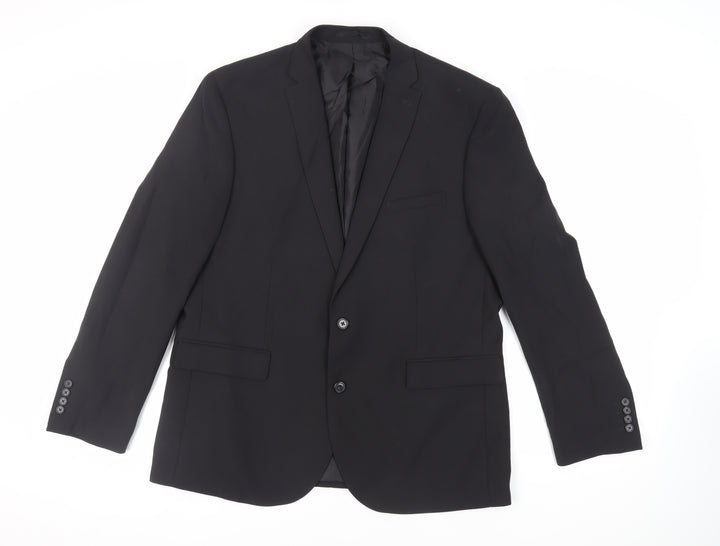 Fellini Mens Black Polyester Jacket Suit Jacket Size 46 Regular