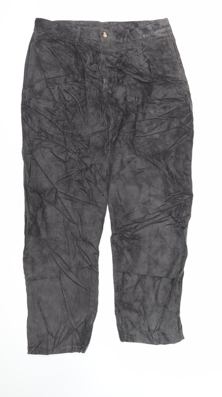 Cotton Traders Womens Grey Cotton Trousers Size 34 L29 in Regular Zip - Vintage