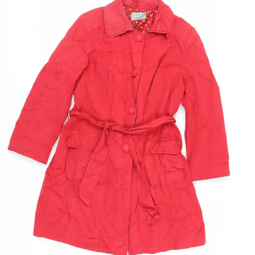 Per Una Womens Red Trench Coat Coat Size 14 Button - Belted