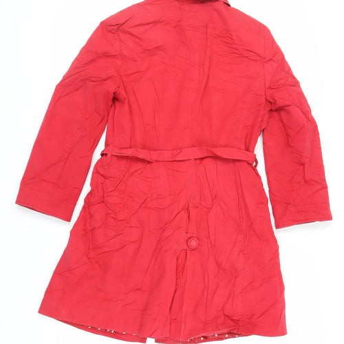 Per Una Womens Red Trench Coat Coat Size 14 Button - Belted