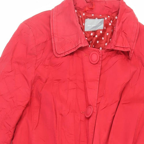 Per Una Womens Red Trench Coat Coat Size 14 Button - Belted