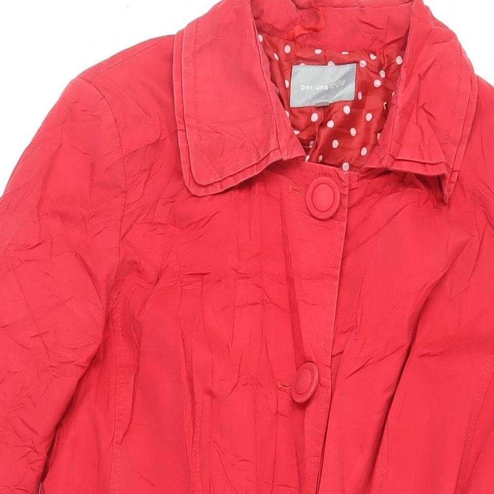 Per Una Womens Red Trench Coat Coat Size 14 Button - Belted