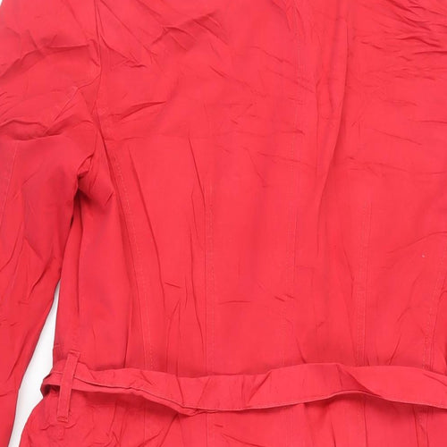 Per Una Womens Red Trench Coat Coat Size 14 Button - Belted