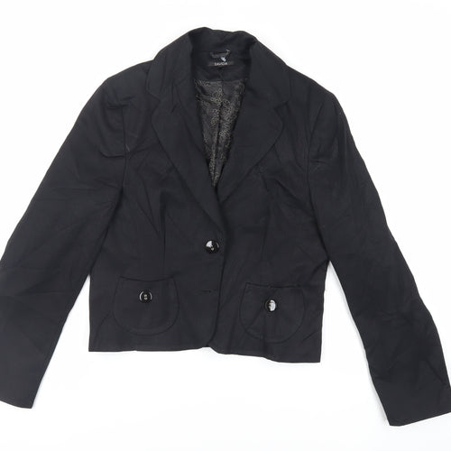 Savida Womens Black Jacket Blazer Size 14 Button