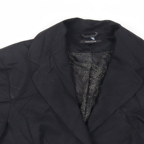 Savida Womens Black Jacket Blazer Size 14 Button