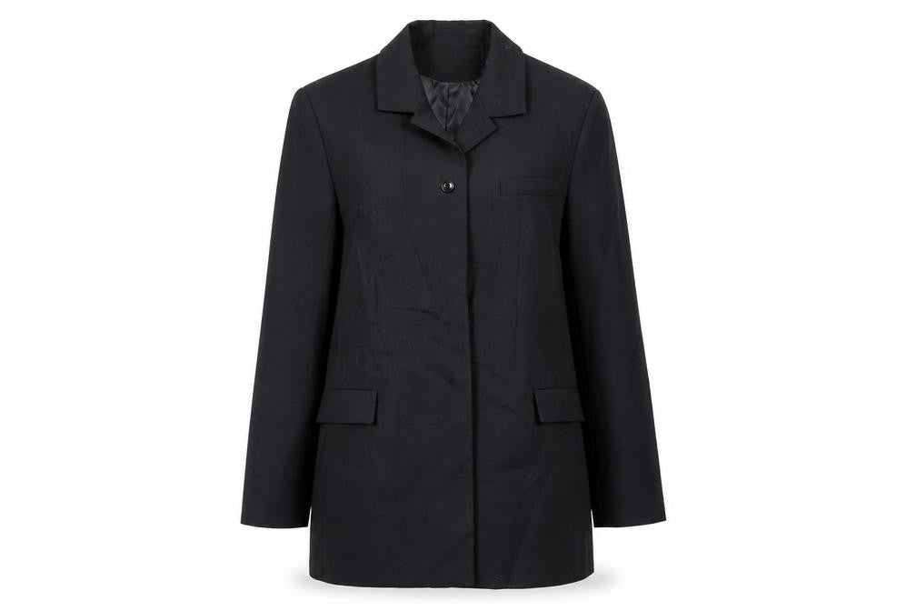 Front view of Modern Classics women’s black jacket blazer, size UK 12, button - vintage